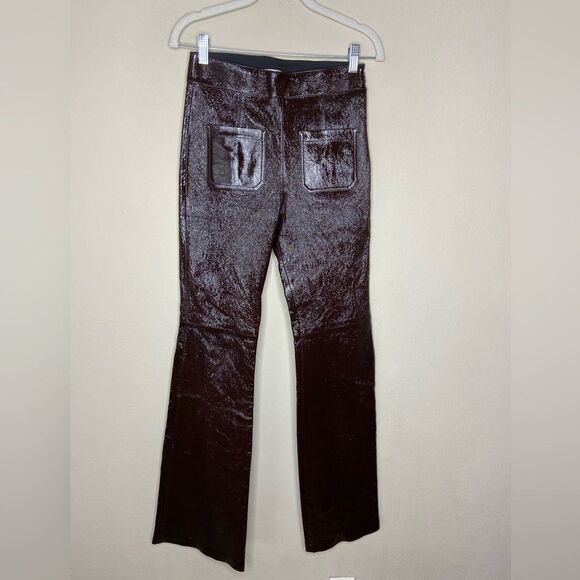 Rare! Dorothee Schumacher Lamb Leather Brown Pants Trousers Wide Leg Size XS - Picture 7 of 11